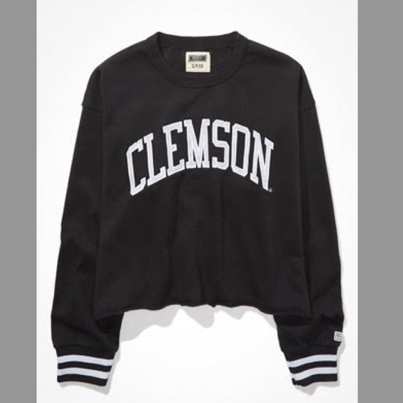 American Eagle Tailgate Women's Clemson Tigers Tipped Raw Hem Sweatshirt - Picture 1 of 4